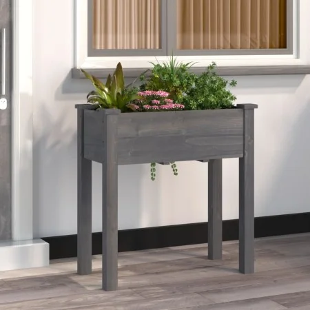Jardinera con forro interior madera abeto gris 71x37x76 cm de vidaXL, Maceteros y jardineras - Ref: Foro24-364232, Precio: 56...