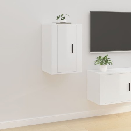 Mueble para TV de pared blanco brillante 40x34,5x60 cm en Muebles TV | Comprar online en Foru.es