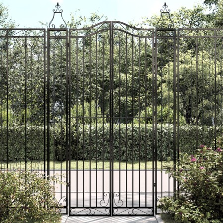 Puerta de jardín de hierro forjado negro 121x8x200 cm de vidaXL, Puertas de jardín - Ref: Foro24-363434, Precio: 205,12 €, De...