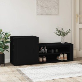 Mueble zapatero madera contrachapada negro 130x35x54 cm en Zapateros y organizadores de calzado | Comprar online en Foru.es