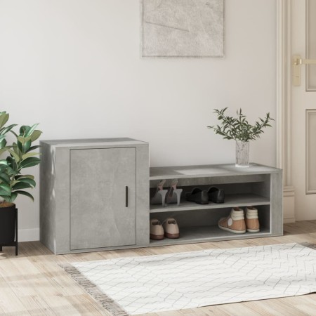 Mueble zapatero madera contrachapada gris hormigón 130x35x54 cm en Zapateros y organizadores de calzado | Comprar online en Foru