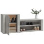 Mueble zapatero madera contrachapada gris hormigón 130x35x54 cm en Zapateros y organizadores de calzado | Comprar online en Foru