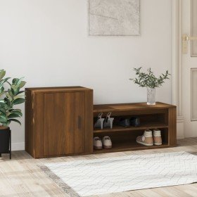 Mueble zapatero madera contrachapada roble marrón 130x35x54 cm en Zapateros y organizadores de calzado | Comprar online en Foru.