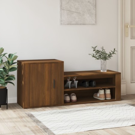 Mueble zapatero madera contrachapada roble marrón 130x35x54 cm en Zapateros y organizadores de calzado | Comprar online en Foru.