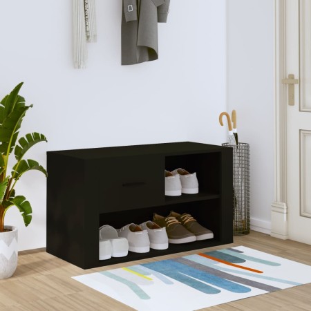 Mueble zapatero madera contrachapada negro 80x35x45 cm en Zapateros y organizadores de calzado | Comprar online en Foru.es
