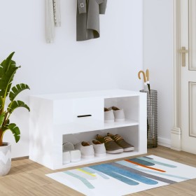 Mueble zapatero madera contrachapada blanco brillo 80x35x45 cm en Zapateros y organizadores de calzado | Comprar online en Foru.