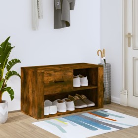 Mueble zapatero madera contrachapada roble ahumado 80x35x45 cm en Zapateros y organizadores de calzado | Comprar online en Foru.