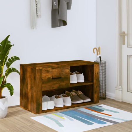 Mueble zapatero madera contrachapada roble ahumado 80x35x45 cm en Zapateros y organizadores de calzado | Comprar online en Foru.