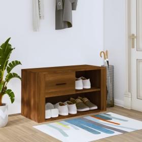 Mueble zapatero contrachapada color marrón roble 80x35x45 cm en Zapateros y organizadores de calzado | Comprar online en Foru.es