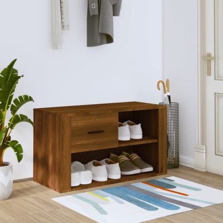 Mueble zapatero contrachapada color marrón roble 80x35x45 cm en Zapateros y organizadores de calzado | Comprar online en Foru.es