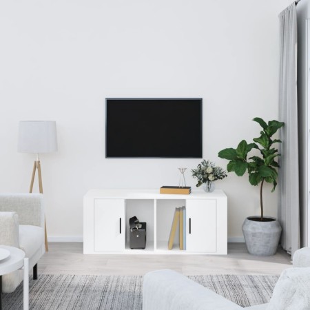 Mueble para TV madera contrachapada blanco 100x35x40 cm en Muebles TV | Comprar online en Foru.es