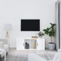 Mueble de TV madera contrachapada blanco brillo 100x35x40 cm en Muebles TV | Comprar online en Foru.es