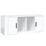Mueble de TV madera contrachapada blanco brillo 100x35x40 cm en Muebles TV | Comprar online en Foru.es