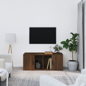 Mueble TV madera contrachapada color marrón roble 100x35x40 cm en Muebles TV | Comprar online en Foru.es