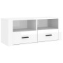 Mueble de TV madera contrachapada blanco brillo 100x35x40 cm en Muebles TV | Comprar online en Foru.es