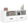 Mueble de TV madera contrachapada blanco brillo 100x35x40 cm en Muebles TV | Comprar online en Foru.es