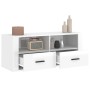 Mueble de TV madera contrachapada blanco brillo 100x35x40 cm en Muebles TV | Comprar online en Foru.es