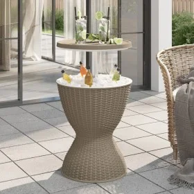 Mesa nevera 3 en 1 polipropileno marrón claro de vidaXL, Mesas de jardín - Ref: Foro24-364158, Precio: 144,44 €, Descuento: %