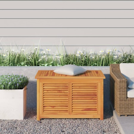 Caja de almacenaje de jardín con bolsa teca maciza 90x50x58 cm de vidaXL, Cajas de almacenaje para exteriores - Ref: Foro24-3...