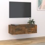 Mueble de TV colgante madera roble ahumado 80x36x25 cm en Muebles TV | Comprar online en Foru.es