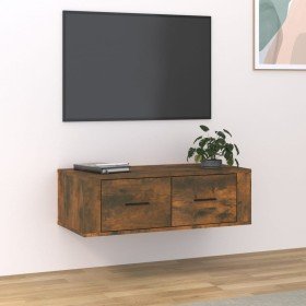 Mueble de TV colgante madera roble ahumado 80x36x25 cm en Muebles TV | Comprar online en Foru.es