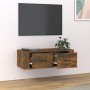 Mueble de TV colgante madera roble ahumado 80x36x25 cm en Muebles TV | Comprar online en Foru.es