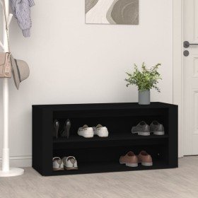 Mueble zapatero de madera contrachapada negro 100x35x45 cm en Zapateros y organizadores de calzado | Comprar online en Foru.es