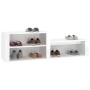 Mueble zapatero madera contrachapada blanco brillo 150x35x45 cm en Zapateros y organizadores de calzado | Comprar online en Foru