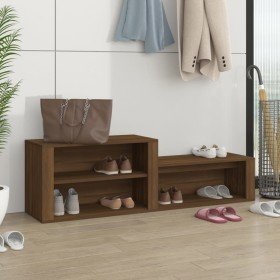 Mueble zapatero madera contrachapada marrón roble 150x35x45 cm en Zapateros y organizadores de calzado | Comprar online en Foru.