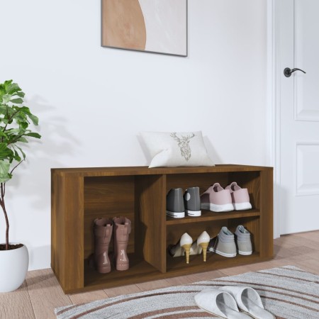 Mueble zapatero madera contrachapada marrón roble 100x35x45 cm en Zapateros y organizadores de calzado | Comprar online en Foru.