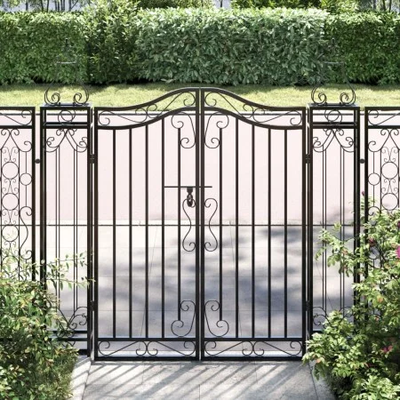 Black wrought iron garden gate 121x8x120 cm by vidaXL, garden gates - Ref: Foro24-363431, Price: 122,20 €, Discount: %