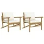 Sillas de jardín de bambú 2 unidades con cojines blanco crema de vidaXL, Sofás modulares de exterior - Ref: Foro24-363462, Pr...