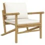 Sillas de jardín de bambú 2 unidades con cojines blanco crema de vidaXL, Sofás modulares de exterior - Ref: Foro24-363462, Pr...