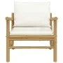 Bambus-Gartenstühle, 2 Einheiten, mit cremeweißen Kissen von vidaXL, Modulare Sofas für den Außenbereich - Ref: Foro24-363462...