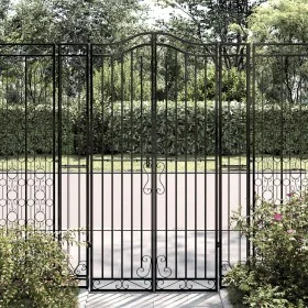 Puerta de jardín de hierro forjado negro 121x8x180 cm de vidaXL, Puertas de jardín - Ref: Foro24-363433, Precio: 194,68 €, De...