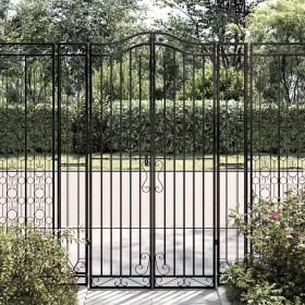 Puerta de jardín de hierro forjado negro 121x8x180 cm de vidaXL, Puertas de jardín - Ref: Foro24-363433, Precio: 200,56 €, De...