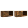 Muebles para TV 2 uds contrachapado roble ahumado 80x35x36,5 cm en Muebles TV | Comprar online en Foru.es