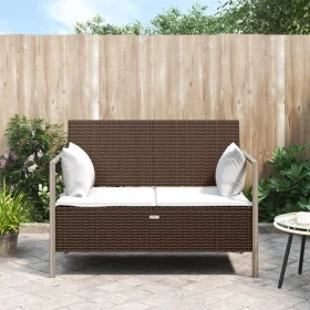 Banco de jardín de 2 plazas con cojines ratán sintético marrón de vidaXL, Bancos de jardín - Ref: Foro24-364113, Precio: 169,...