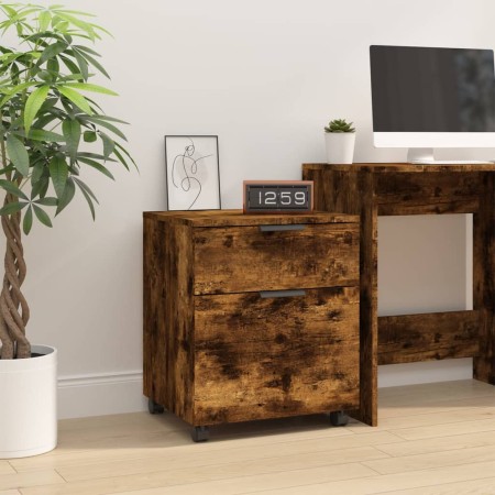 Archivador ruedas madera contrachapada roble ahumado 45x38x54cm en Armarios y almacenamiento | Comprar online en Foru.es