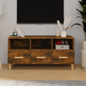 Mueble de TV madera contrachapada roble ahumado 102x36x50 cm en Muebles TV | Comprar online en Foru.es
