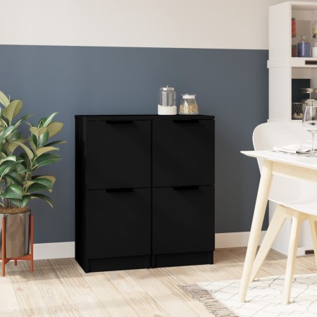 Aparador de madera contrachapada negro 30x30x70 cm de vidaXL, Aparadores - Ref: Foro24-811172, Precio: 64,26 €, Descuento: %