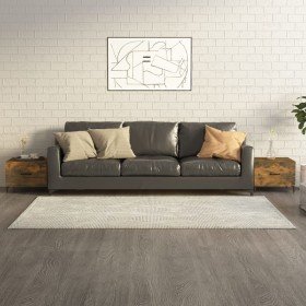 Mesas de centro con patas metal 2 uds roble ahumado 50x50x40 cm en Mesas de centro | Comprar online en Foru.es