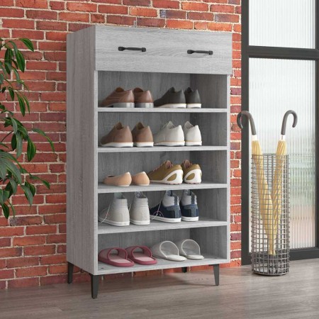 Mueble zapatero madera contrachapada gris Sonoma 60x35x105 cm en Zapateros y organizadores de calzado | Comprar online en Foru.e