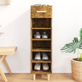 Mueble zapatero madera contrachapada roble ahumado 30x35x105 cm en Zapateros y organizadores de calzado | Comprar online en Foru
