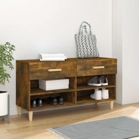 Mueble zapatero madera contrachapada roble ahumado 102x35x55 cm en Zapateros y organizadores de calzado | Comprar online en Foru