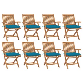 Sillas de jardín plegables 8 uds madera maciza teca con cojines en Sillas de jardín | Comprar online en Foru.es