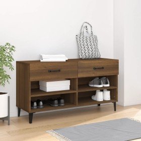 Mueble zapatero madera contrachapada marrón roble 102x35x55 cm en Zapateros y organizadores de calzado | Comprar online en Foru.