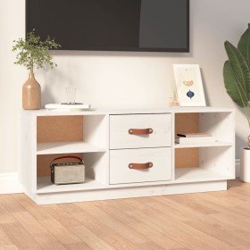 Mueble de TV de madera maciza de pino blanco 100x34x40 cm en Muebles TV | Comprar online en Foru.es