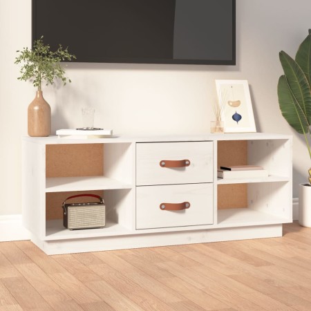 Mueble de TV de madera maciza de pino blanco 100x34x40 cm en Muebles TV | Comprar online en Foru.es