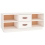 Mueble de TV de madera maciza de pino blanco 100x34x40 cm en Muebles TV | Comprar online en Foru.es